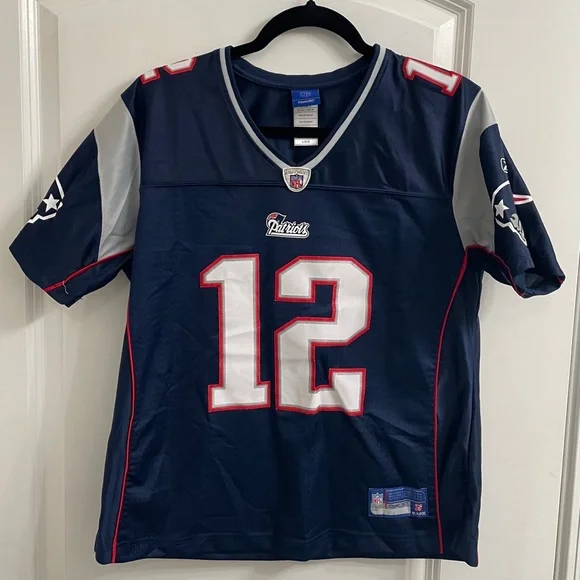 New England Patriots Tom Brady #12 Women’s NFL Player Jersey Large Blue - Picture 1 of 6
